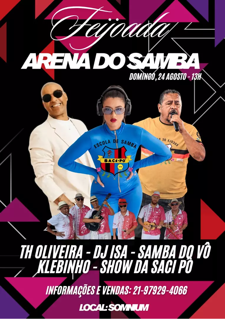FEIJOADA ARENA DO SAMBA, AGITARÁ POÇOS DE CALDAS, DIA (24) AGOSTO